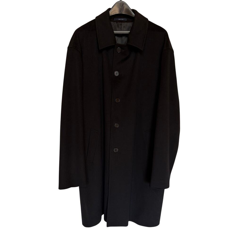 Mens Classic Black Overcoat by Nordstrom w Loro Piana Storm System Wool size 48L